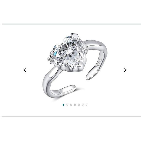 The CharmTale Jewelry Adjustable Ring Open Sterling Silver Heart Ring NEW Gift - Picture 1 of 7
